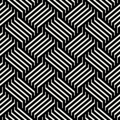 Seamless pattern with geometric waves. Endless stylish texture. Ripple monochrome background. Linear weaved grid. Thin interlaced swatch.