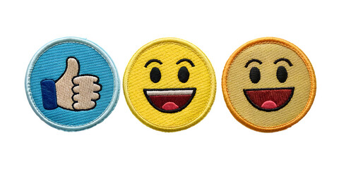 Thumbs up emoji embroidered patch badge, bright patch for clothing, Cut Out
