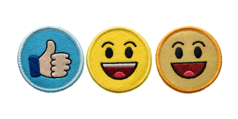 Thumbs up emoji embroidered patch badge, bright patch for clothing, Cut Out