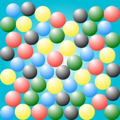 Abstract 3D Glossy Balls Pattern for Creative Design. A vibrant abstract pattern of multicolored spheres with a soft gradient background.