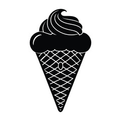 Cone ice cream silhouette a classic summer treat 01