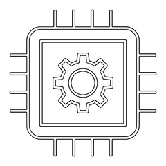 Obraz premium Computer chip icon in line style