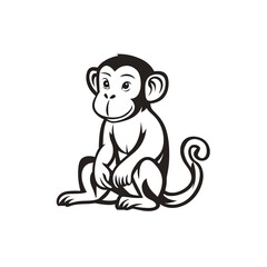 Obraz premium Playful Monkey Line Art | Cute Minimalist PNG