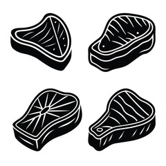 Juicy steak slice silhouette perfect for food love 04 set