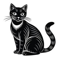 Obraz premium Siting beautiful Cat silhouette vector art 02