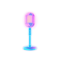 Microphone holographic 3D icon. neon symbol vector illustration isolated Generative AI