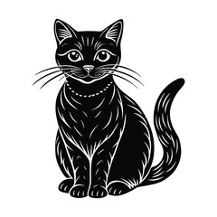 Siting beautiful Cat silhouette vector art 04