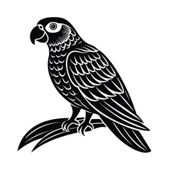 Siting parrot silhouette vector art and graphic 04