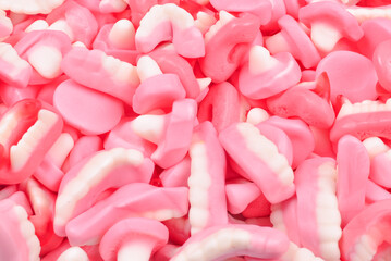 Assorted gummy candies. Top view. Jelly  sweets.