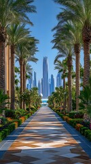 Obraz premium The Futuristic Skyline of Abu Dhabi: Modern Architecture and Exemplary City Landscaping