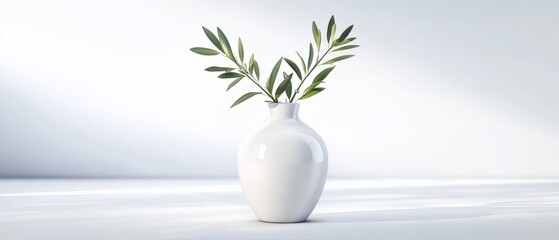 white vase with green plant
