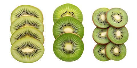Fototapeta premium Sliced kiwi fruits on white, vibrant tropical fruit, Cut Out