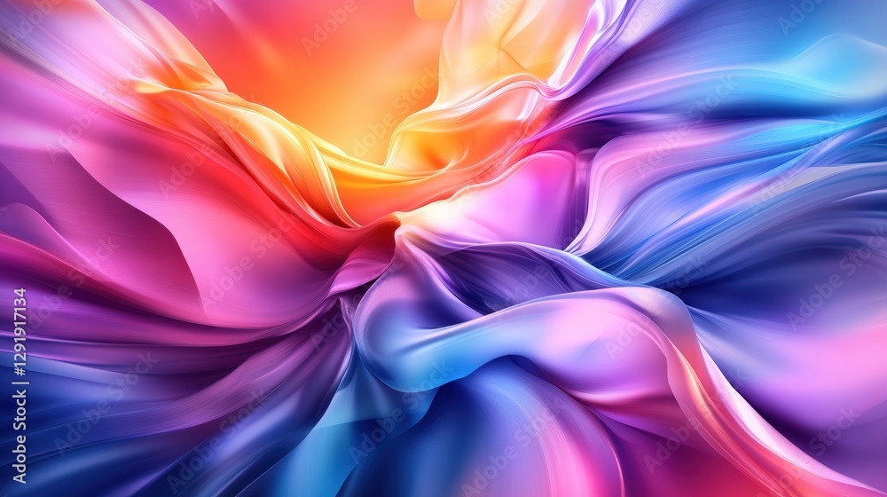 Aufkleber abstract background with colorful flowing fabric and soft texture in vibrant hues and patterns