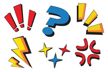 Cartoon comic effect element decoration design set