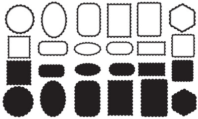 Scallop Lace Frames and Borders for Wedding Invitations, Christmas Cards, Greeting Cards, Invites, Scrapbooking ,Stationery. Black Vector Frame Collection Set
