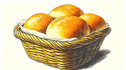 Farmhouse bread loaf with deep golden crust, placed on a wooden board with knife and butter, textured vintage illustration style