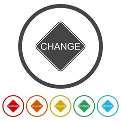 Change sign. Set icons in color circle buttons