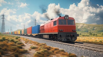 Fototapeta premium Freight train logistics