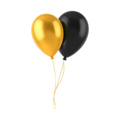 3D Black and Yellow Balloons on Transparent Background Festive Celebration Party PNG