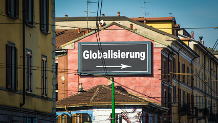 Fototapeta premium Signposts the direct way to Globalization