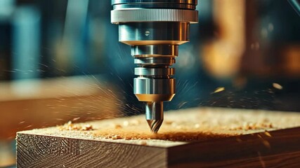 Precision woodwork takes place in a workshop as a CNC machine carves intricate designs into timber at sunset
