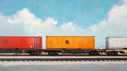 Obraz premium Freight trains and container platforms – logistics of the future