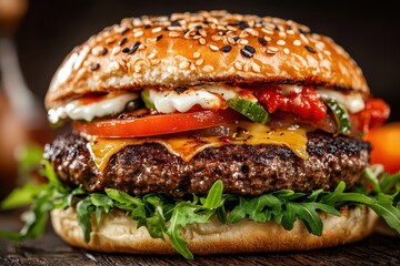 Juicy Burger With Salad