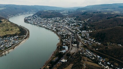 Picturesque bend of the river Rhine. Horseshoe.