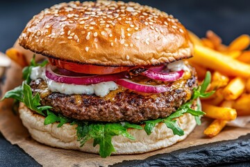 Juicy Burger With Salad