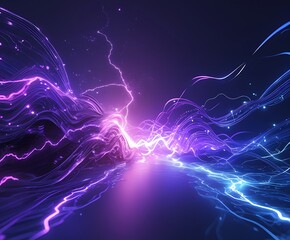 Obraz premium Abstract High-Energy Electric Discharge with Neon Glowing Sparks