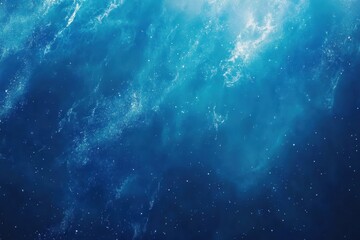 Fototapeta premium A photo featuring a blue and white background with shining stars scattered across the sky Deep sea colors blending in a serene space nebula .