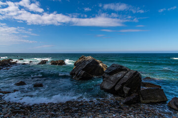 rocky beach and surf