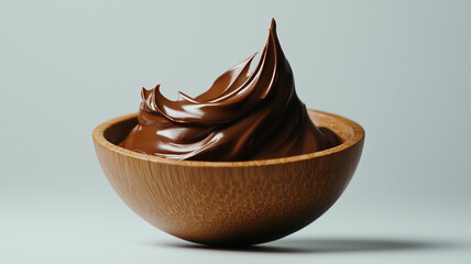 Chocolate Cream in Wooden Bowl 
