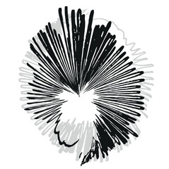  A dynamic black and white radial burst pattern with converging lines creating a sense of rapid movement or explosion from the center.