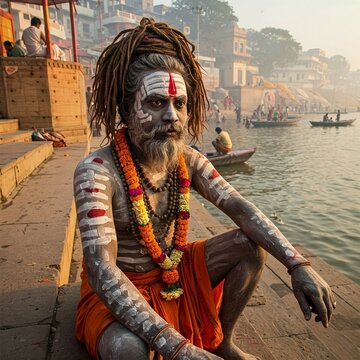 Portrait of an Aghora/Sadhu on the ghats of Varanasi