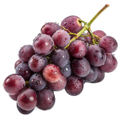 Close-up of a bunch of fresh, wet red grapes.