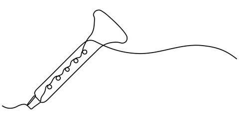bone continuous line drawing Recorders instrument vector illustration minimalist design single line art, flute drawing continuous one line drawing, Black and white vector illustration of children's. 