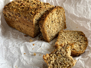 sliced bread with sesame seeds  