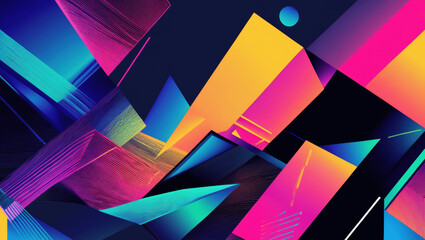 Fototapeta premium Colorful geometric patterns create a vibrant abstract landscape filled with energy and motion during a creative design session