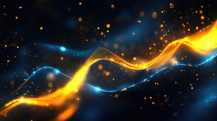 Obraz premium Abstract Digital Waveform, A Symphony of Orange and Blue Energy