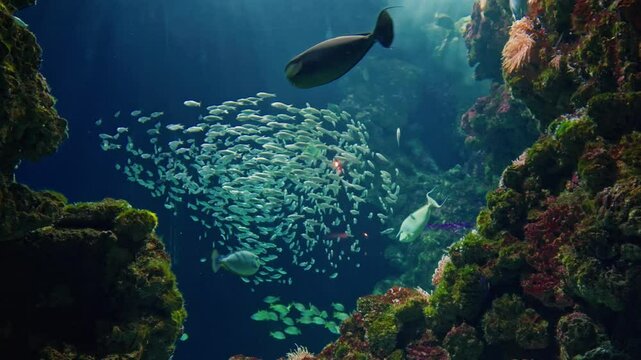 Underwater Sea Tropical Life. Underwater sea fish. Tropical fish reef marine. Colourful underwater seascape. Reef coral scene. Coral garden seascape. Colourful tropical coral reefs