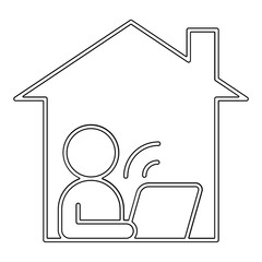 Work from home icon in line style