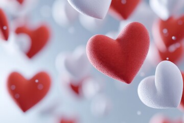 Red and White Hearts Floating