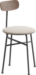 Perspective view of a modern orange upholstered stool