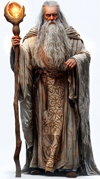 Ancient sorcerer casting spells enchanted forest fantasy art mythical realm close-up magic and power