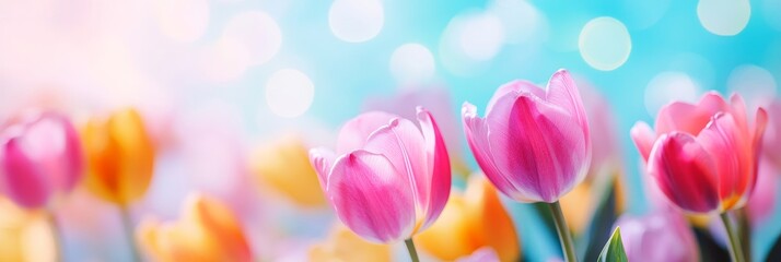 Fototapeta premium Spring Tulips in a Vibrant Field - A breathtaking springtime scene, symbolizing beauty, renewal, hope