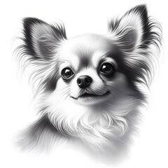 Fototapeta premium 흰 배경, 치와와, 펜슬 드로잉, jpeg (white background, Chihuahua, pencil drawing, jpeg)