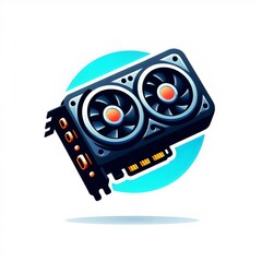 graphics card icon, logo, illustration, video card on white background 