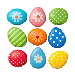 spring season equipment, Colorful decorative rock isolated on a white background.