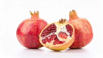 Red Pomegranate with cut in half isolated on a white background